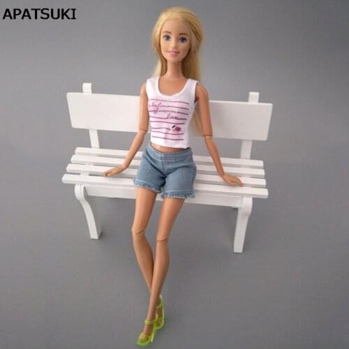 Light Blue Elastic Jeans Bottoms Shorts For Barbie Doll Clothes Fashion Outfit Short Pants For Barbie Dollhouse Doll Accessories