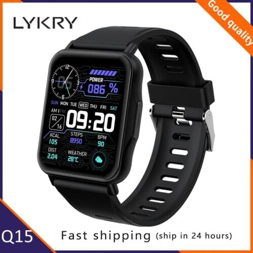 LYKRY Q15 Sports Smart Watch 1.69 inch Square Screen IP67 Waterproof Heart Rate Blood Pressure Monitor Watch Fitness Tracker