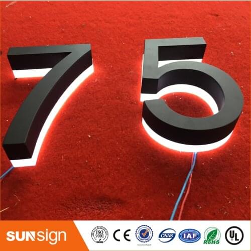 H 25cm Laser cutting acrylic stainless steel backlit led channel letter outdoor shop signs/LED house number