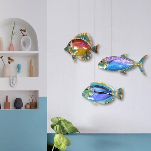 Living Room Wrought Iron Wall Decoration Ocean Fish Ornaments TV Wall Porch Creative Craft Holiday Housewarming Wedding Gift