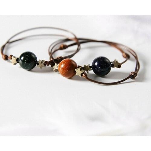 Vintage Korean Hand-weave Chain Bracelets Women Simple Fashion Chic Green Blue Round Beads Retro Bracelet Bangle Jewelry Gifts