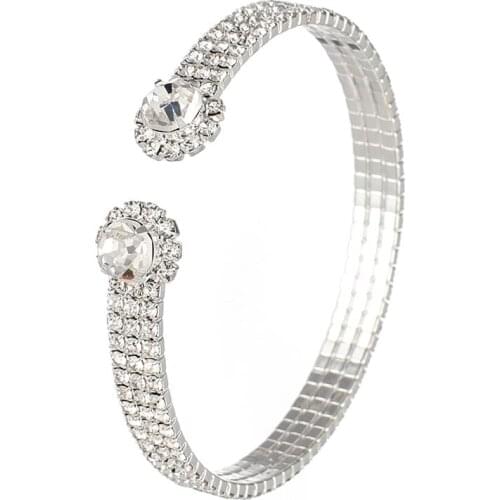 YFJEWE Luxury 3 Row Crystal Bracelet Womens Bangle Stretch Wedding Bracelet Party Bridesmaid Gift Marriage Jewelry B278