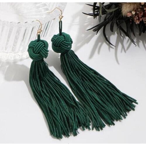 JOUVAL Handmade Long Tassel Earrings For Women Trendy Black Red Long Dangles Drop Ear Brincos Fringe Earrings Boho Jewelry