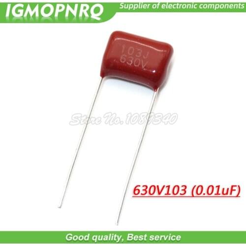 10PCS 630V103J 0.01UF Pitch 10MM 10NF 630V 103 CBB Polypropylene film capacitor 630V103J-P10