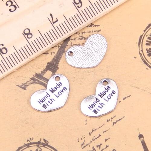 28pcs Charms heart hand made love 15x10mm Antique Pendants,Vintage Tibetan Silver Jewelry,DIY for bracelet necklace