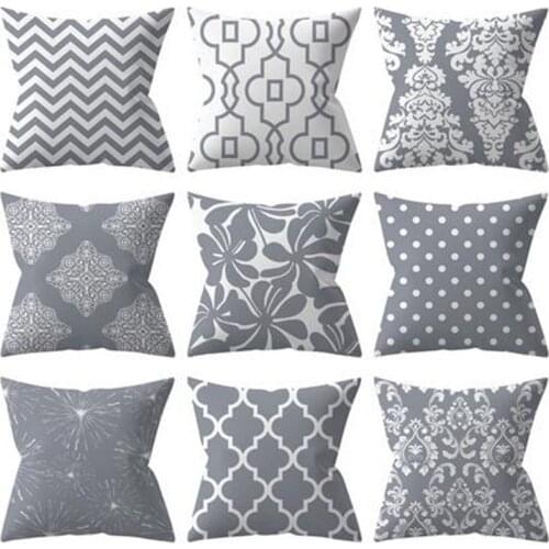 2pcs/set European Style Gray Color Micro Fiber Creative Geometry Pattern Pillowcase Cushion Cover Househo;d Decorative Cover