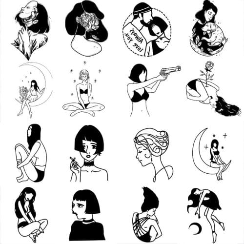 2Pcs/Set Sexy Tattoo Mask Veil Woman Taty Old School Fake Tattoo Body Art Temporary Tattoo Sticker For Female Tatuajes Tatuagem