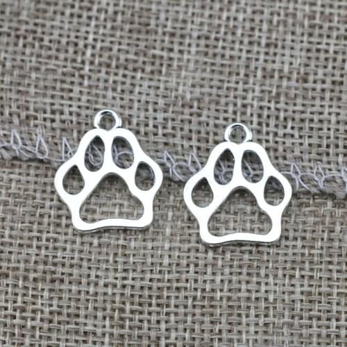 25 Pieces 17x19mm Antique Silver Color Dog Paw Charms DIY Bracelets Handmade Jewelry