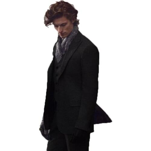 2020 Tweed Men Suits For Wedding Custome Made Dinner Suits Business Suit Evening Dress Groom Three Pieces(Jacket+Pants+Vest)