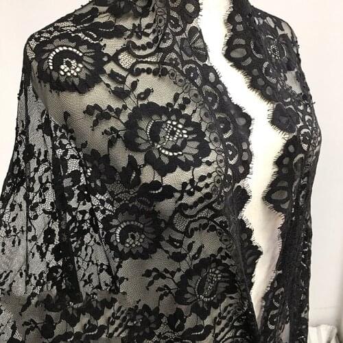 3M/Lot eyelash lace fabric black white dress gown wedding dress DIY handmade decorative cloth