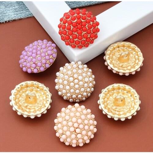 3Pcs/lot 22mm Round metal pearl buttons coat coat sweater knit sweater cardigan clothes buttons C129