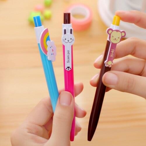 5 pcs Korean Creative Cute Cartoon Rainbow Ballpoint Pens Student Candy Colored Ball Pencils Office Material School Supplies