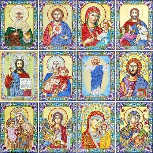 5D DIY Diamond Painting Religious Figure Cross Stitch Kit Mosaic Diamond Embroidery Square Diamond Home Decoration Gift