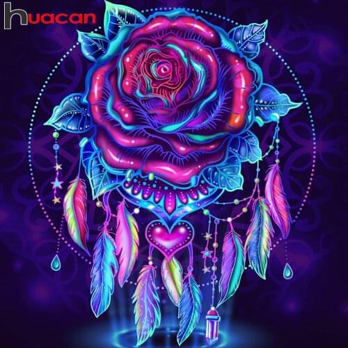 Huacan 5d Diy Diamond Painting Rose Fantasy Flower Full Square/round Mosaic Embroidery Dream Catcher Floral Home Decor