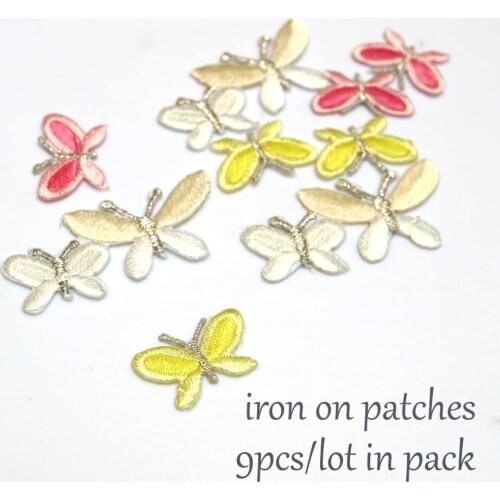 9pc/lot ironing butterfly embroidered Patches for Clothes iron on Embroidery Stickers Applique flowers Decoration Badge parche