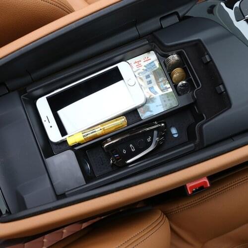 For BMW New 5 Series G30 G38 2017 2018 Plastic Car Center Console Storage Box Phone Tray Accessories with Mat