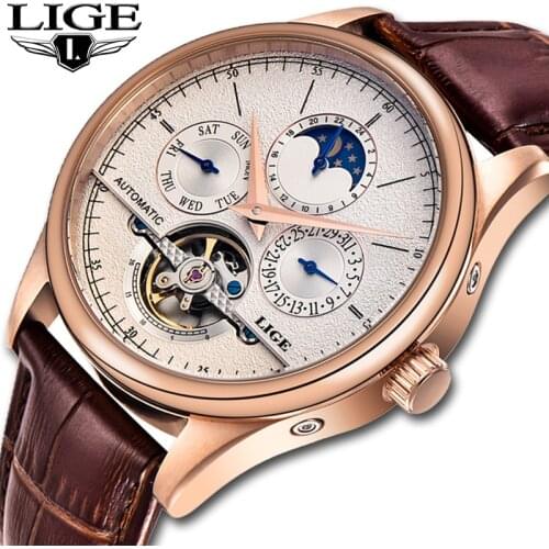 Relogio Masculino LIGE Casual Mens Sports Watches Classic Automatic Winding Mechanical Clock Original Waterproof Mens Watch 2020