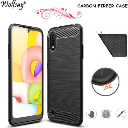Carbon Fiber Cover For Samsung Galaxy A01 Case SM-A015F/DS Shockproof Silicone Back Cover For Samsung A01 Case Samsung A01 Case