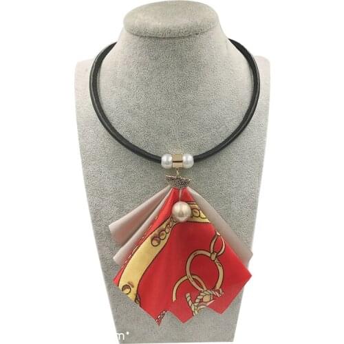 HanJing Women Imitation Silk Necklace Infinity Scarf Faux Pearl Pendant Leather Choker Jewelry Scarf Necklace 2020 New Trendy
