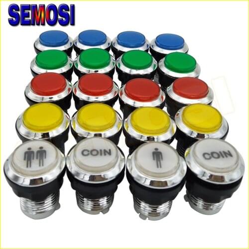 CHROME Plated illuminated 12v LED Arcade Push Button with microswitch for Game Console 1pcs