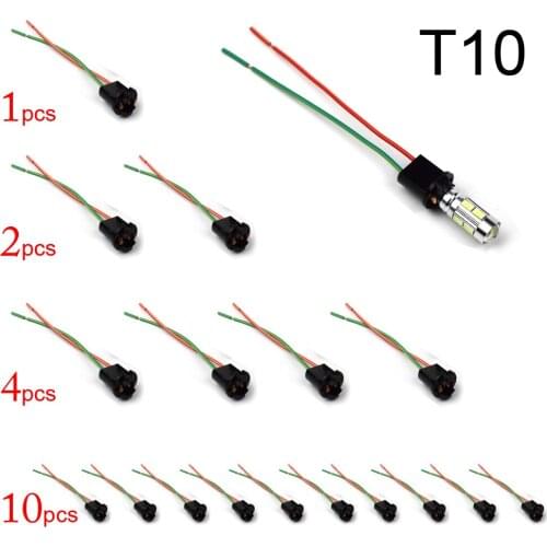 2Pcs 4Pcs 10Pcs Socket T10 Connector 194 168 W5W Adapter Bulb Holder Base With Wiring Harness For License Plate Light Side Lamp