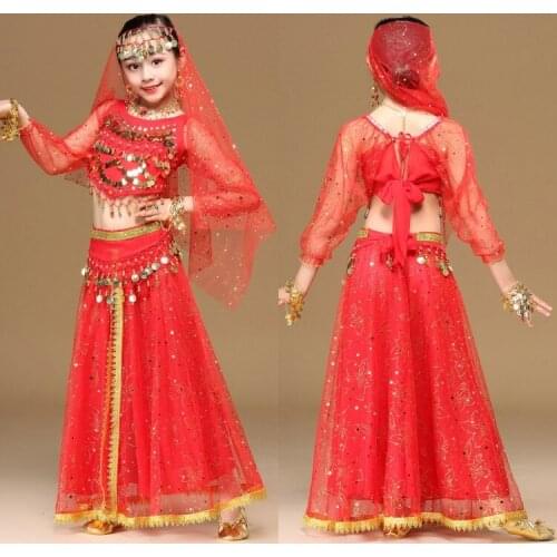 Belly Dance Costumes Bollywood Indian Dance Suit for Children Sexy Oriental Dance for Stage Girls Egyptian Bellydance Outfit