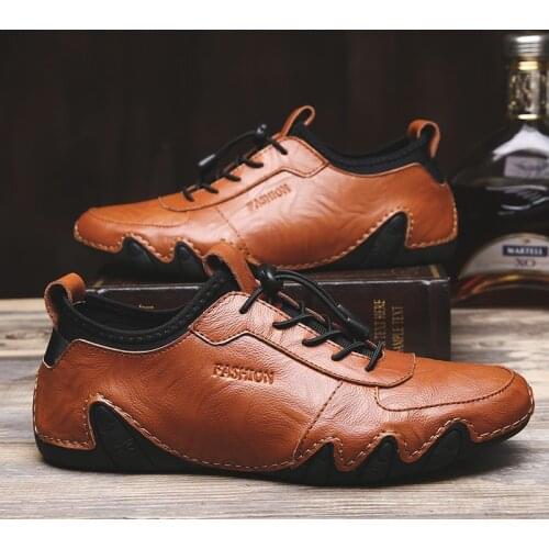 2021 Fashion Octopus Men Casual Shoes Soft Leather Men Shoes Lace-up Breathable Soft White Sneakers Casual Flats Men Loafer