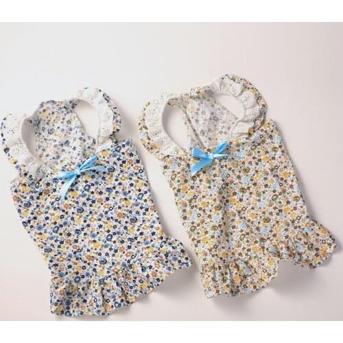 Summer Flower Dog Skirts Sling Princess Dress for Small Dogs Yorkie Pomeranian Pet Puppy Clothes #G