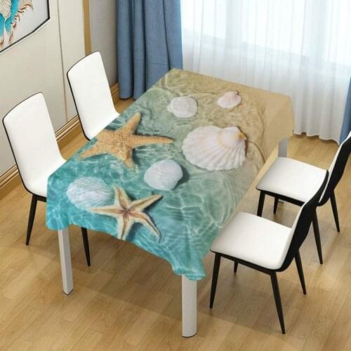 Summer Ocean Starfish Seashell Washable Table Cover