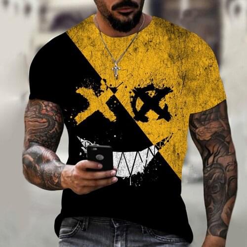 Summer new hot sale XXOO3D printing mens T-shirt casual Harajuku hip-hop short-sleeved street fashion round neck mens T-shirt
