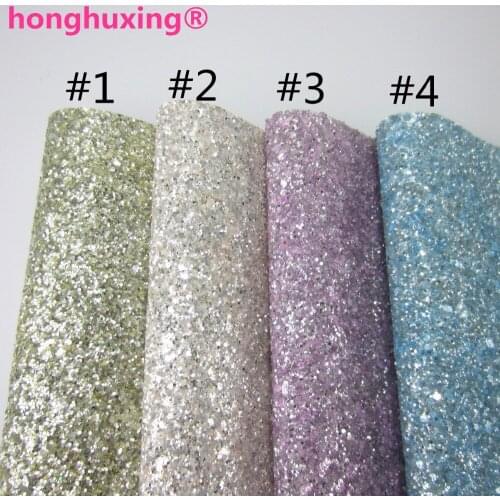 A4 Sheet 8"x11.8" Printed Chunky Glitter Fabric Leather Faux PU leather Fabric for Bows Craft Sewing DIY 1pieces F0147