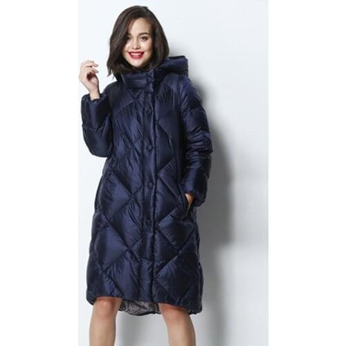 Fashion Womens Long Fluffy Down Coat Female Winter Irregular Diamond loose Hooded Warm Down Jacket Down Parkas Wy263