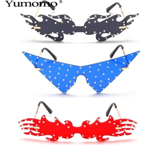 Fashion Rimless Steampunk Sunglasses Women Men 2021 Luxury Brand Designer Unique Rhinestone Oversized Punk Sun Glasses UV400