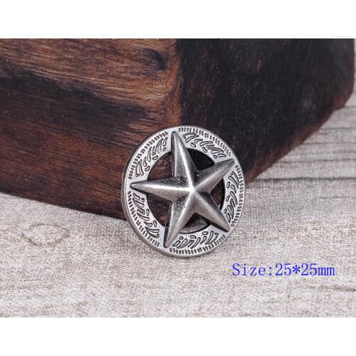 LOT 10PCS 25*25MM WESTERN AMERICA TEXAS RAISED STAR ANTIQUE SILVER LEATHERCRAFT CONCHOS FOR LEATHER TACK RIVETBACK