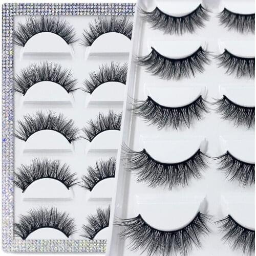 NEW 5pair 3D Mink Eyelashes Cruelty free Lashes Handmade Reusable Natural Eyelashes Popular False Lashes Makeup Fluffy Eyelashes