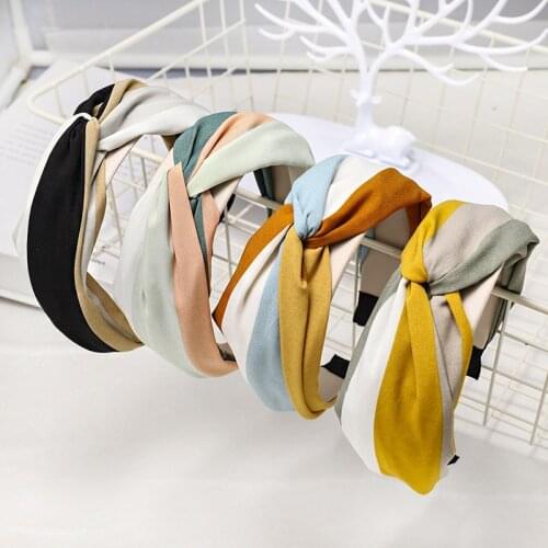 New Fashion Women Hairband Wide Side Headband Cross Knot Turban Classic Striped Headwear Girls Hair Accessories Drop Shipping