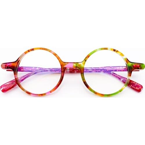 Belight Optiacl Acetate Round Shape Combined Color Glasses Frame Men Women Prescription Eyeglasses Retro Optical Eyewear