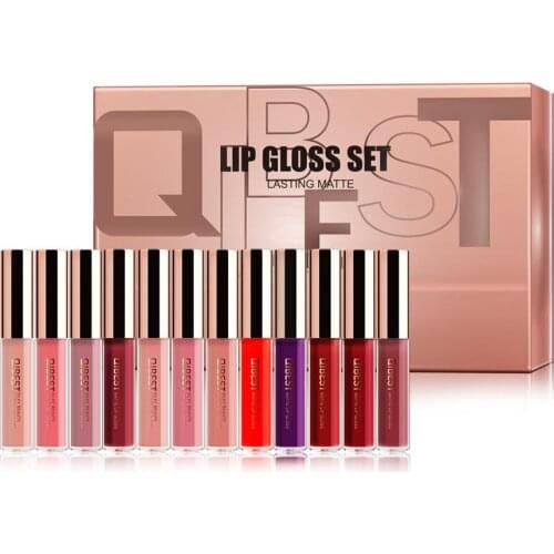 QiBest 24 Color 12pcs/lot Matte Lipstick Maquiagem Profissional Completa matte liquid lipstick For Gift box Liquid Lip Gloss