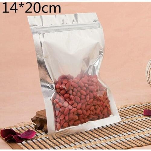 100pcs 14*20cm Transparent & Metallized zip lock bag zip lock Smell Proof Bags,Food Storage Bags