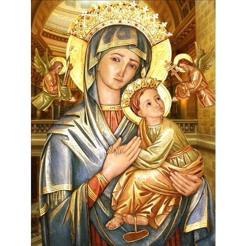 Religious Figure Virgin and Child Diamond Painting Round Full Drill Portrait Nouveaute DIY Mosaic Embroidery 5D Cross Stitch