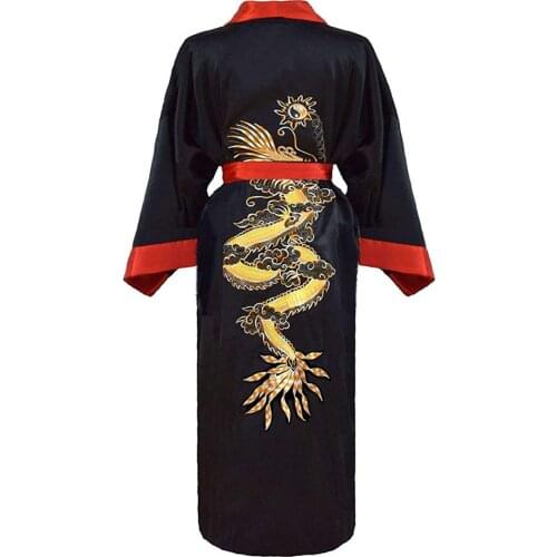 Luxury Mens Kimono Bathrobe Gown Robe Reversible Sleepwear Home Clothing Dragon Embroidery Nightgown Women Dressing Gown