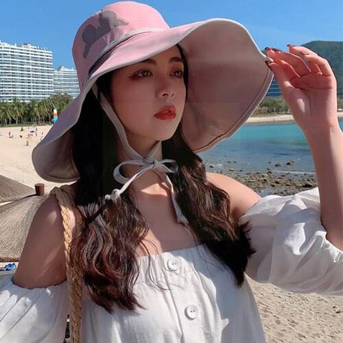 Summer Sun Hat Imple Foldable Wide Brim Floppy Girls Sided Beach Hat Fashion Double Travel Sun Female Protect Cap Uv Lady A5I4