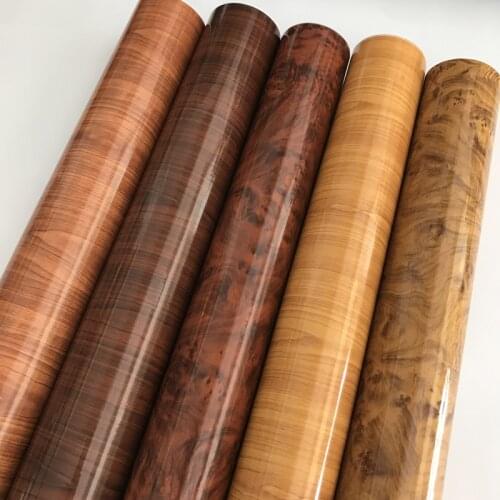 Wood Grain Home Decor Furniture Vinyl Wrap Waterproof Wall Sticker Adhesive PVC Wallpaper Kitchen Desk Door Decorative Decal