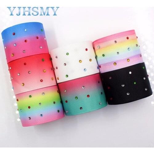 YJHSMY I-181106-177,5yards/lot,38mm Gradient colored diamond Ribbons Thermal transfer Printed grosgrain,DIY wrapping materials