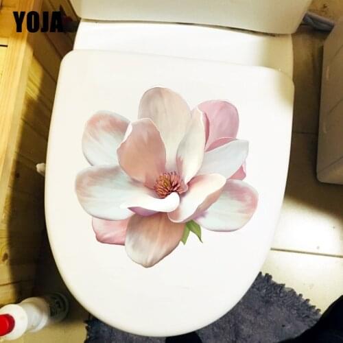YOJA 23.1CM×23.1CM Exquisite Hand-Painted Magnolia Flower Living Room Wall Stickers WC Toilet Decor T1-2509