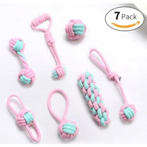 Chew Teeth Cleaning Pets Dog Toy Bite Resistant Cotton Ball Stick Knot Rope Toy Toothbrush Interactive Dog Toys Large Small Toy