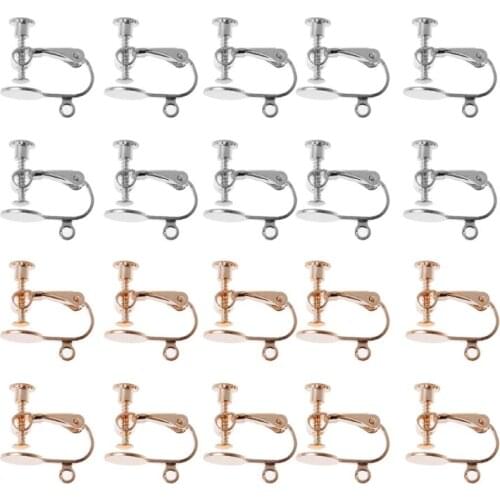 10Pcs No Piercing Screw Clip On Stud Earring Clips Blank Base Pad Jewelry Making