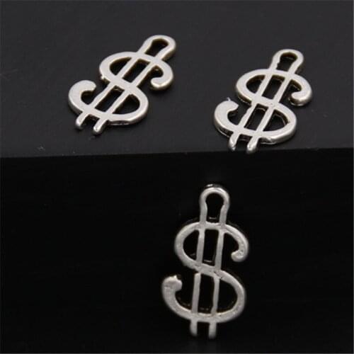 20PCS Silver Color Dollar Sign Bead Spacer European Money Charms Fit For Jewelry Making Bracelet Necklace DIY A871