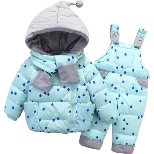 2021 Baby Boys Winter Snowsuit Kids Down Jacket Overalls Snow Suit 1-4 Years Children Girls Coat Clothes Set Infant Suit