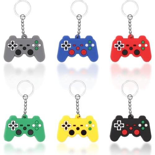 5pcs/Lot Game Controller Keychains Rubber Game Controller Keyrings Pendant Charms For Party Supplies Children Gifts 6 Colors